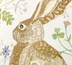 Spring Bunny Embroidered Pillow
