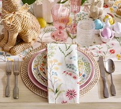 Spring Garden Embroidered Cotton Table Runner