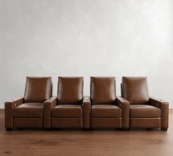 Turner Square Arm Leather Media Chair - Row of 4