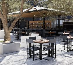 Malibu Metal &amp; Teak Square Outdoor Bistro Table