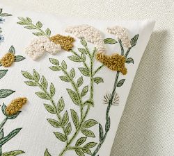 Spring Botanical Embroidered Pillow