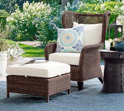 Torrey Wicker Outdoor Ottoman (25")