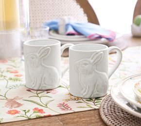 Rustic Bunny Stoneware Mugs - Charming & Elegant | Pottery Barn