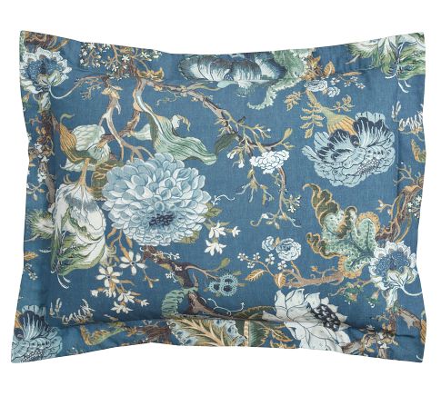 Dahlia Floral Sham, Blue, Standard