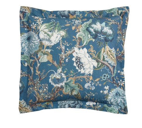 Dahlia Floral Sham, Blue, Euro