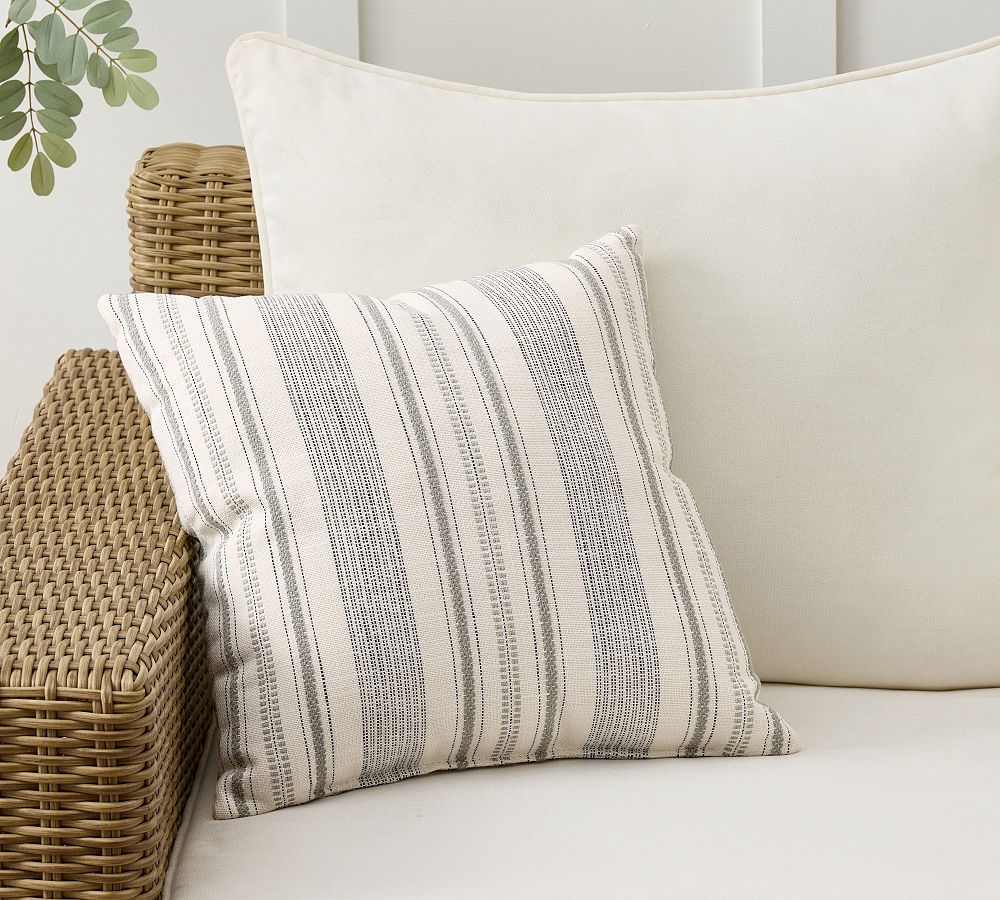 Celine Striped Outdoor Performance Pillow - Zinc, 18"