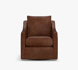 Open Box: Ayden Slope Arm Leather Swivel Glider