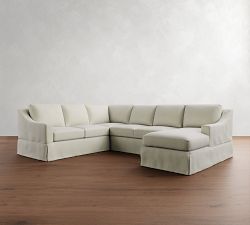 York Slope Arm Slipcovered 4-Piece Chaise Sectional (115&quot;)