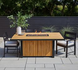 Elodie Rectangular Fire Pit Dining Table with Lid Cover (73")