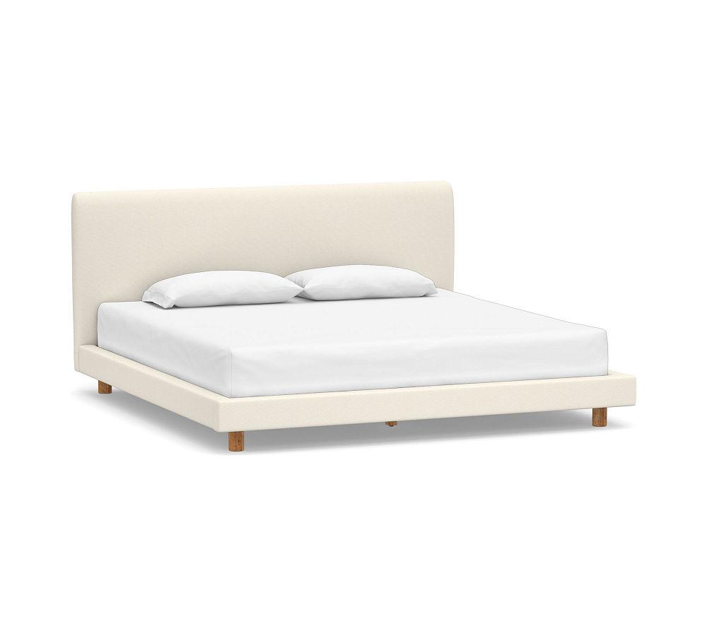 Cayman Upholstered Bed - King, Performance Heathered Basketweave Ivory