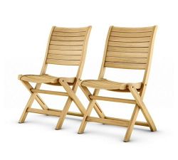 Maya Folding Teak Outdoor Dining Side Chair, Set of 2