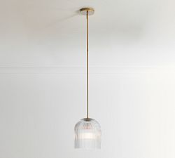 Open Box: Cooper Ribbed Glass Pendant (10") - Vintage Brass