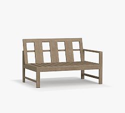 Open Box: Build Your Own - Indio Eucalyptus Outdoor Sectional Components, Right-Arm Loveseat Frame - Weathered Gray