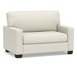 Open Box: Buchanan Square Arm Deluxe Twin Sleeper Sofa (55&quot;) - Performance Boucle Oatmeal, Espresso Legs