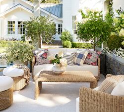 Huntington Wicker Rectangular Waterfall Outdoor Coffee Table (49")