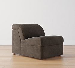 Open Box: Build Your Own Ultra Lounge Square Arm Leather Sectional, Armless Chair - Mason Pebble Graphite, Brown Legs 