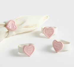 Conversation Hearts Stoneware Napkin Rings - Set of 4