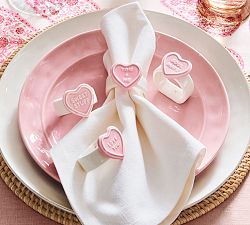Conversation Hearts Stoneware Napkin Rings - Set of 4