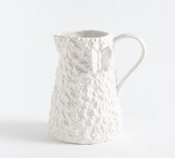Floral Bunny Stoneware Pitcher