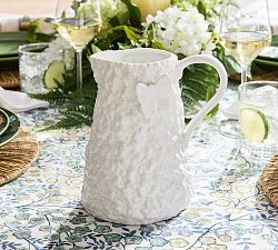Floral Bunny Stoneware Pitcher