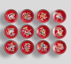 Lunar New Year Stoneware Appetizer Plates - Mixed Set of 12
