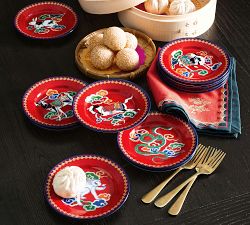 Lunar New Year Stoneware Appetizer Plates - Mixed Set of 12