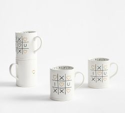 XOXO Tic-Tac-Toe Stoneware Mugs - Set of 4