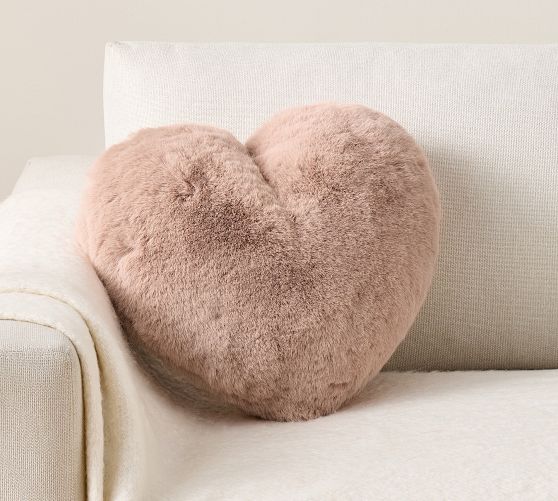 Faux Fur Heart Shaped Pillow