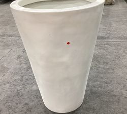 Open Box: Mission Round Handmade Outdoor Planter, Large, 18.5&quot;D x 26&quot;H - White