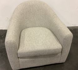 Open Box: Gideon Upholstered Swivel Armchair - Luxe Boucle Pebble