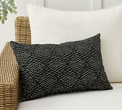 Open Box: Margot Diamond Outdoor Performance Lumbar Pillow, 16&quot; x 24&quot; - Domino