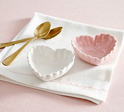 Heirloom Stoneware Scalloped Hearts Dip Bowls - Set of 4