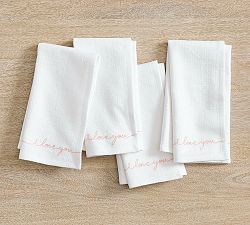 I Love You Sentiment Organic Cotton Napkins -  Set of 4