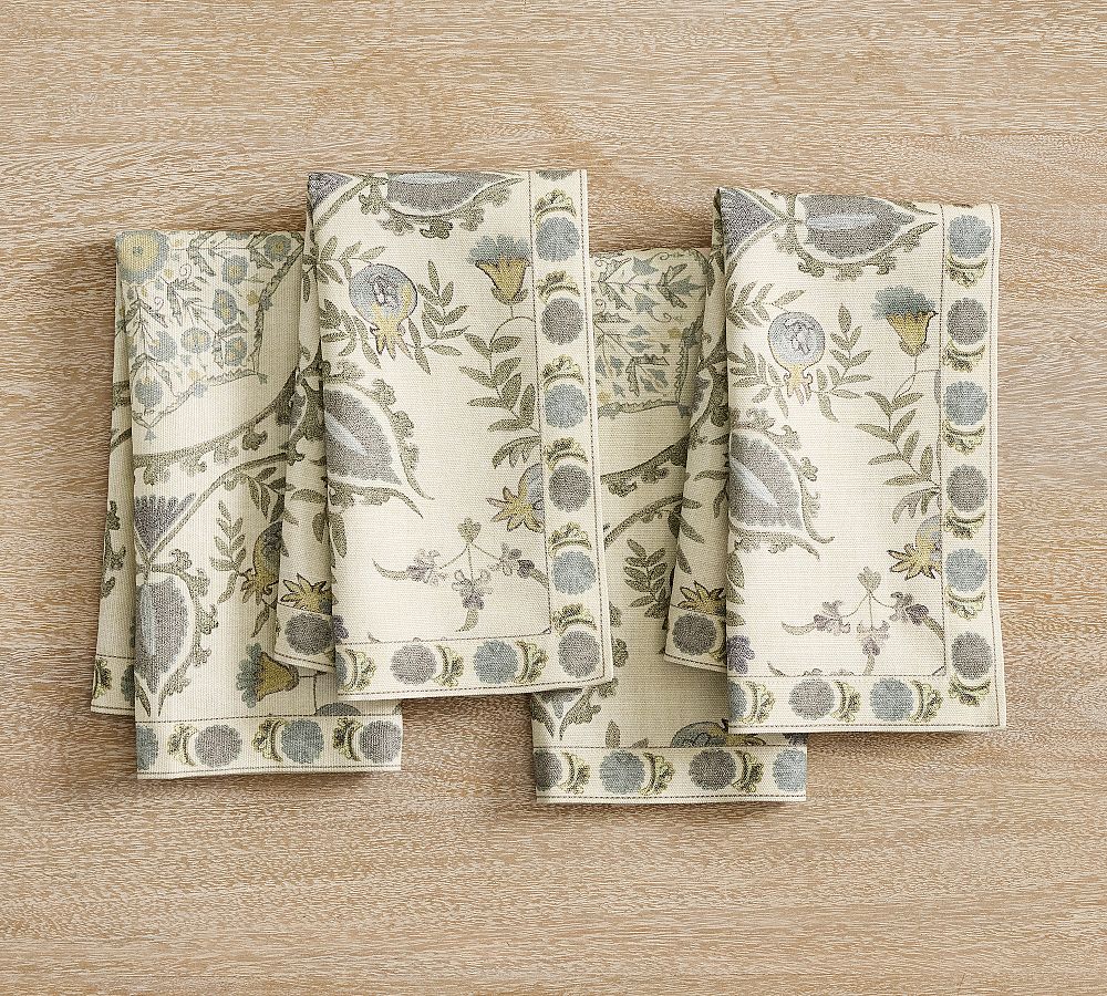 Lilah Suzani Cotton Napkins - Set of 4 - Set of 4 - Blue