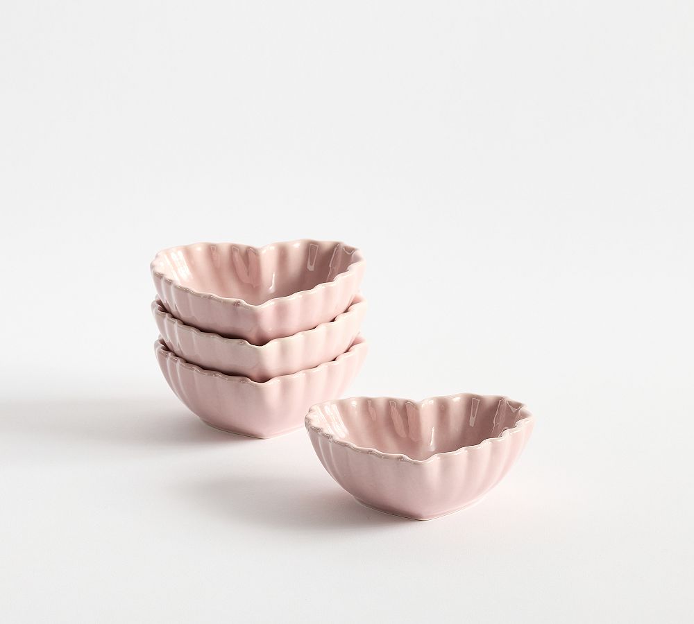 Heirloom Stoneware Scalloped Hearts Dip Bowls - Set of 4