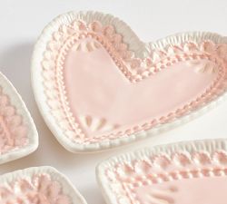 Cookie Heart Stoneware Appetizer Plates - Set of 4