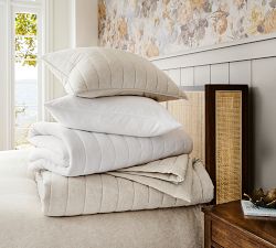 European Flax Linen Cotton Channel Stitch Quilted Sham