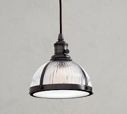 Industrial Ribbed Glass Cord Pendant (8&quot;-12&quot;)
