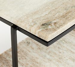 Handcrafted Beige Marble Tiered Stand