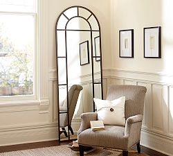 Distiller Metal Arch Paneled Floor Mirror 30 x 82&quot;