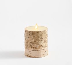Flameless Birch Pillar Candles