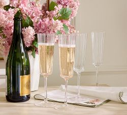 Fluted Glass Champagne Flutes - Set of 4