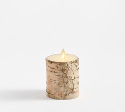 Flameless Birch Pillar Candles