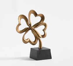 Handcrafted Brass Four Leaf Clover Object