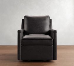 Tyler Square Arm Leather Swivel Recliner