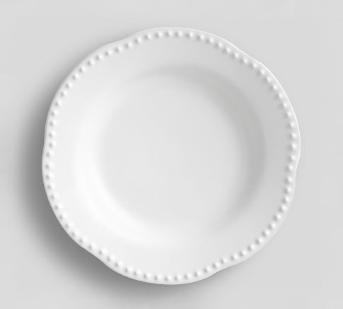 Emma Beaded Stoneware Salad Plates, Set of 4 - True White