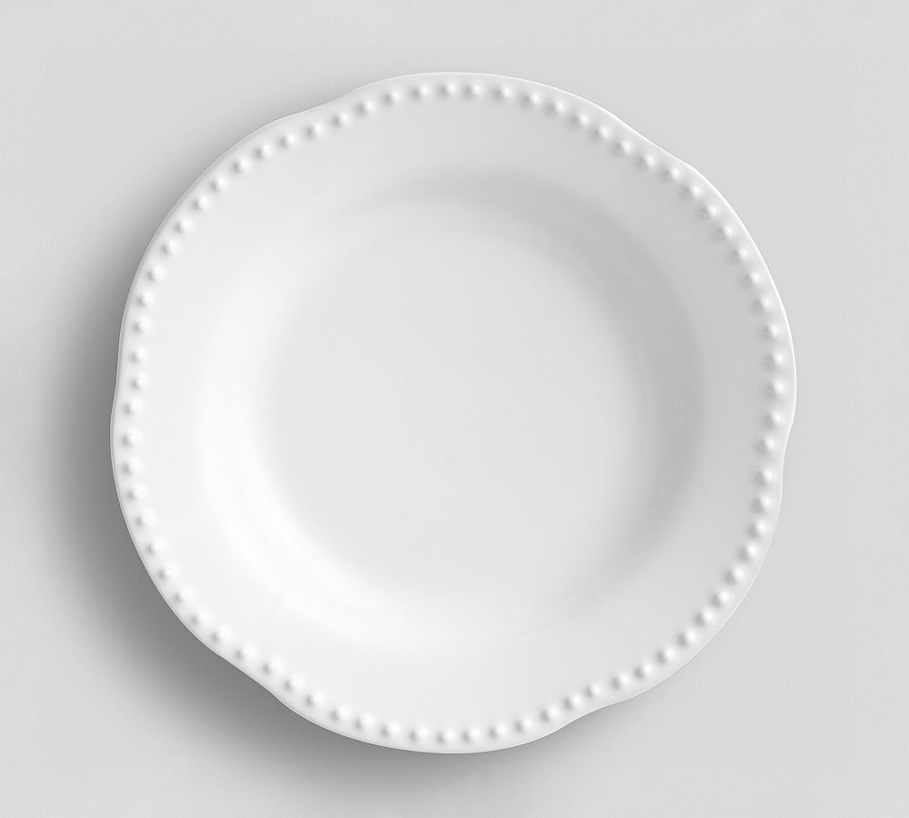 Emma Beaded Stoneware Salad Plates - Set of 4 - True White