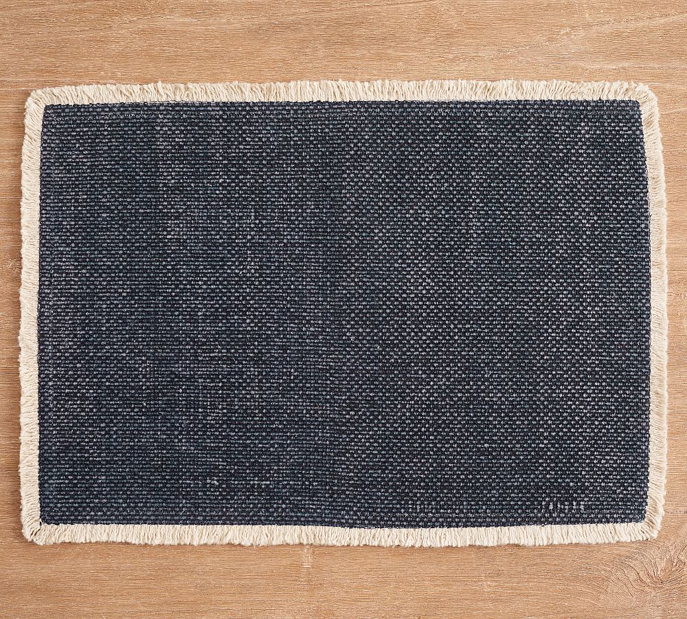 Mason Handwoven Cotton Fringe Placemats - Set of 4, Color: Indigo