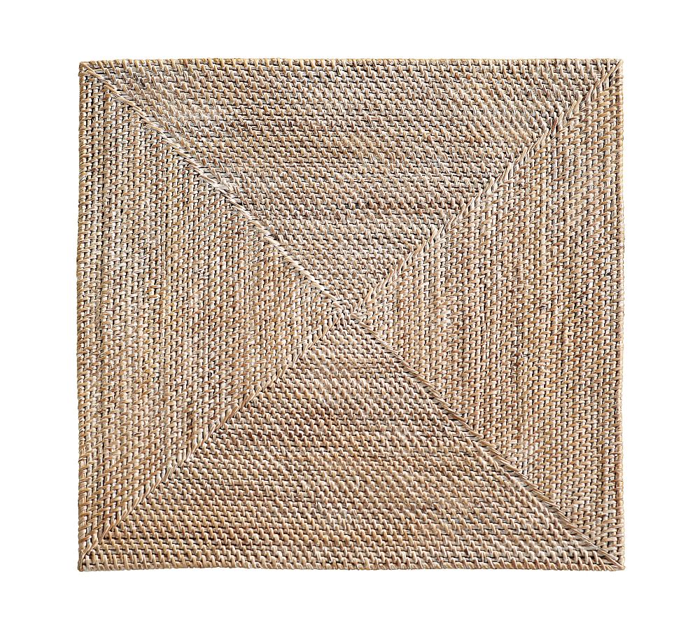 Tava Handwoven Rattan Square Placemats - Set of 4 - Light Natural