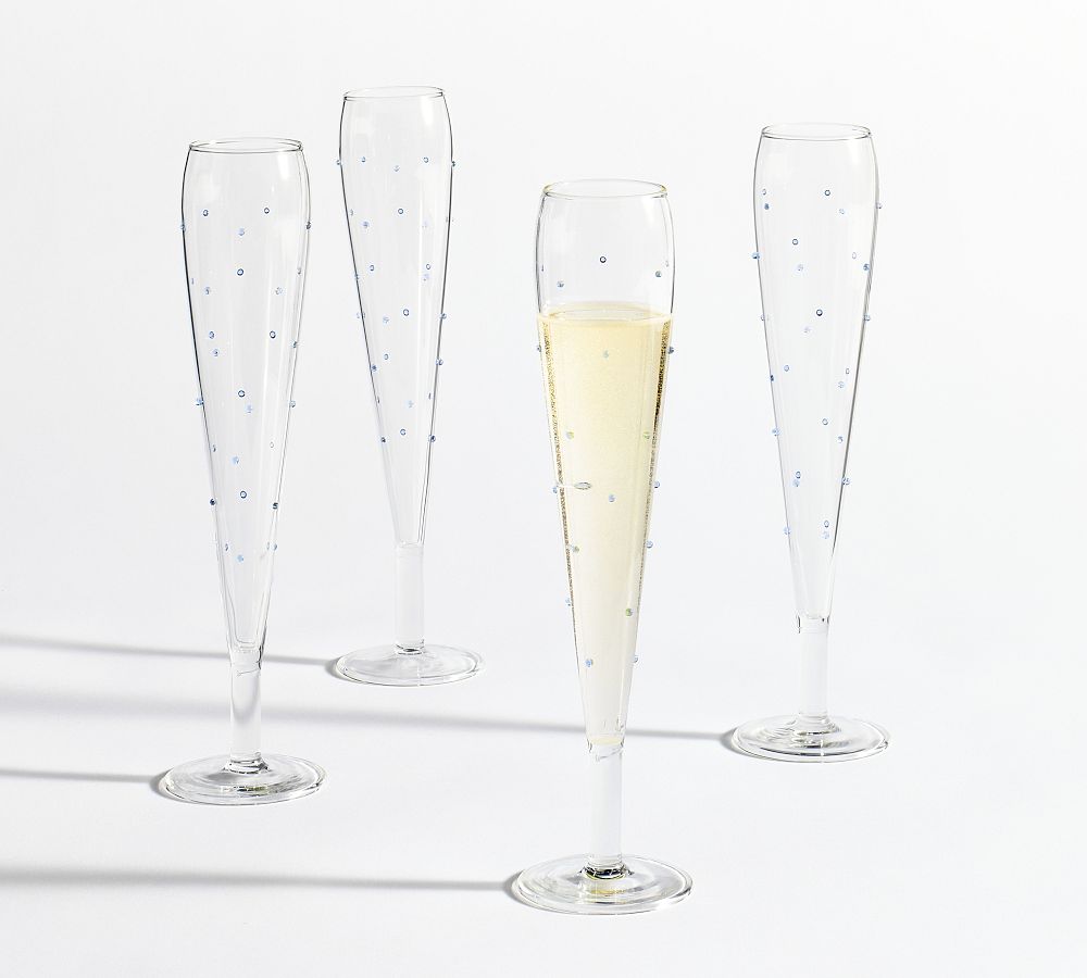 Confetti Celebration Flutes - Set of 4 - Trumpet, Set of 4 - Blue